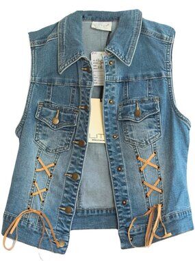 LITZ Denim Lace Up Vest